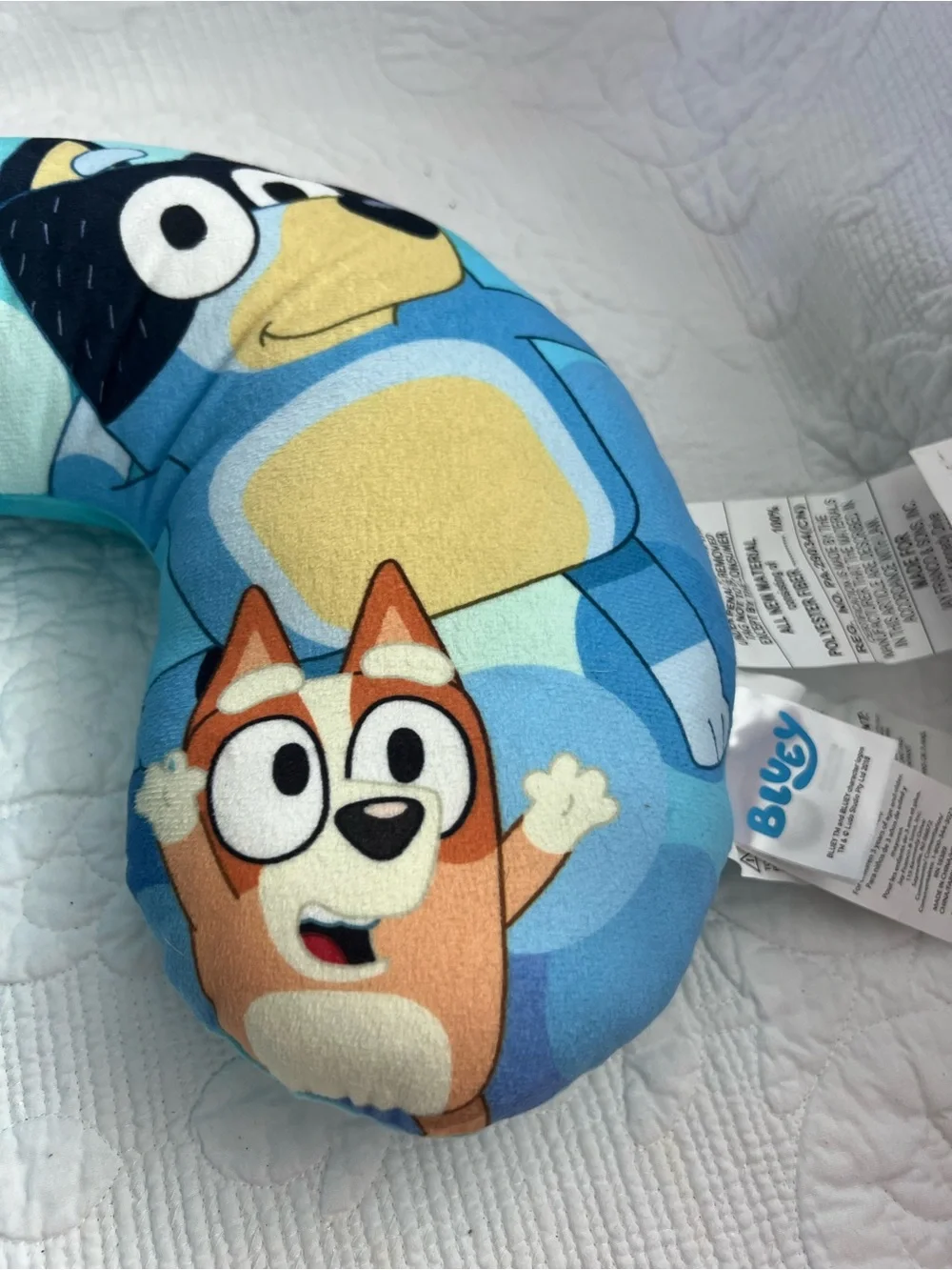 Bluey Travel Neck Pillow Plush U-Shaped Multicolor Character Print New